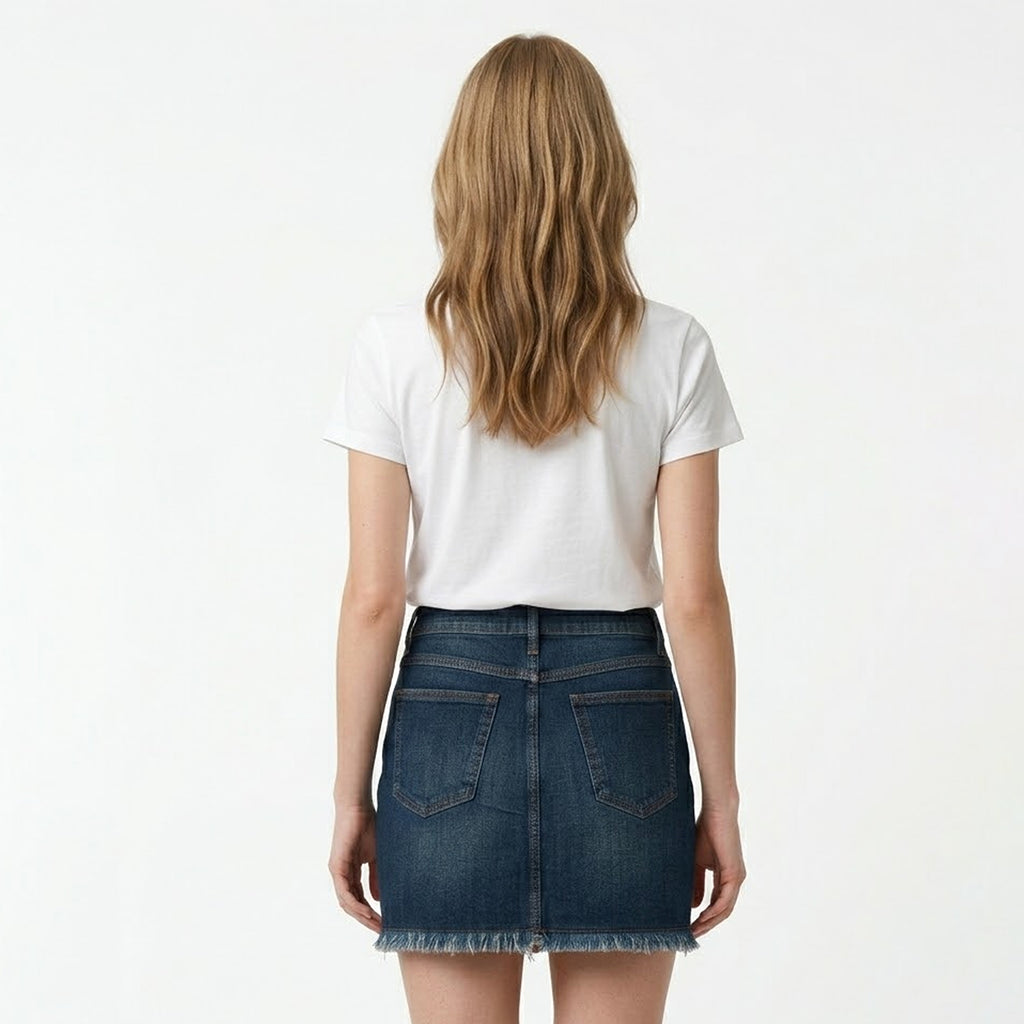 Falda De Mezclilla Para Mujer Mod. Ssjsskd Marca Skannda® Azul Oscuro