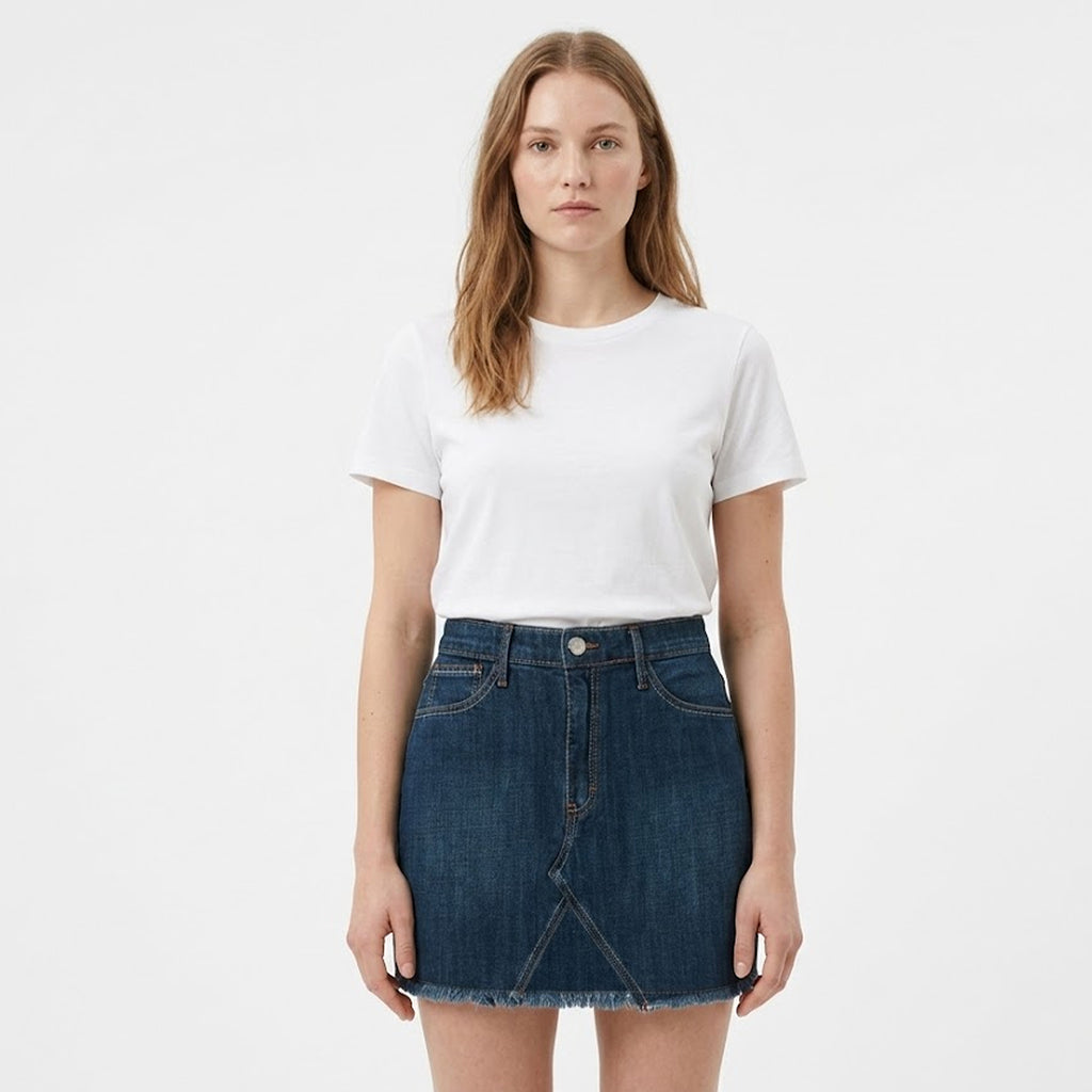 Falda De Mezclilla Para Mujer Mod. Ssjsskd Marca Skannda® Azul Oscuro