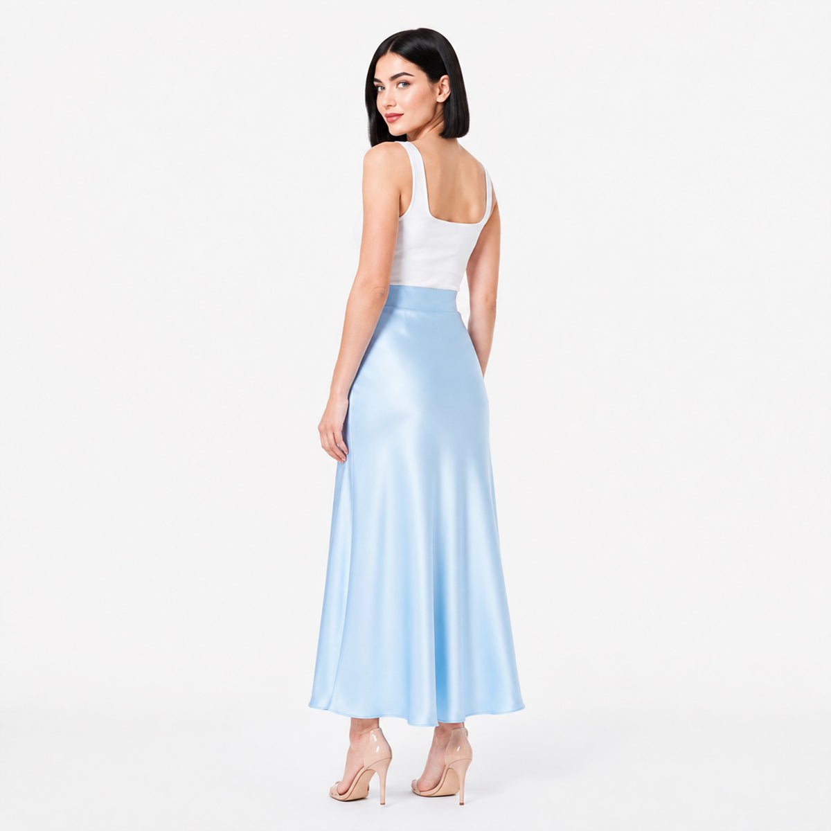 Falda Tipo Satín Larga Para Mujer Mod. X1058 Marca Julys®