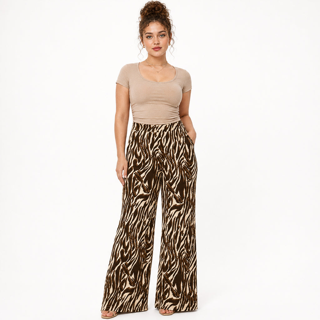 Pantalón Palazzo Animal Print Mujer Tipo Lino 56613 Stop®