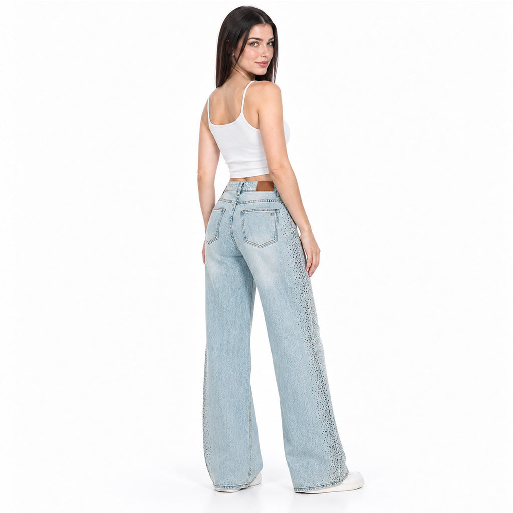 Pantalón Recto Holgado Jeans Para Mujer Dxd0626 Marca Doux®