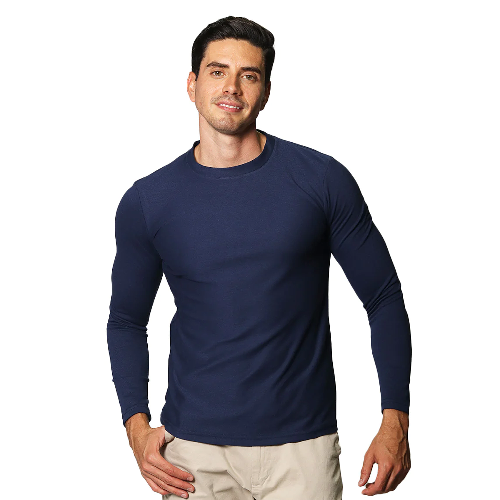 Playera De Hombre Manga Larga Mod.a35302 Marca Bobois®