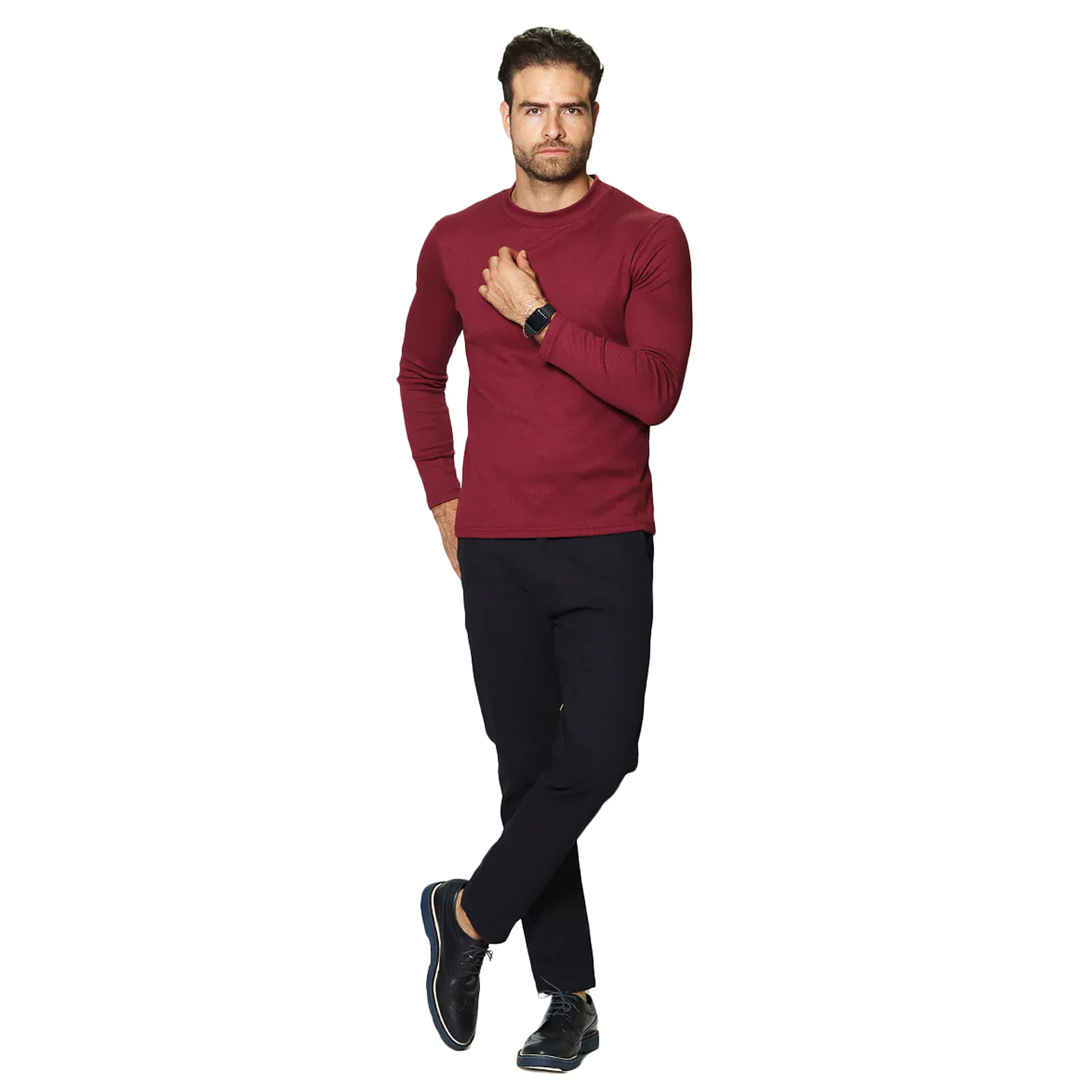 Playera De Hombre Manga Larga Mod.a35303 Marca Bobois®