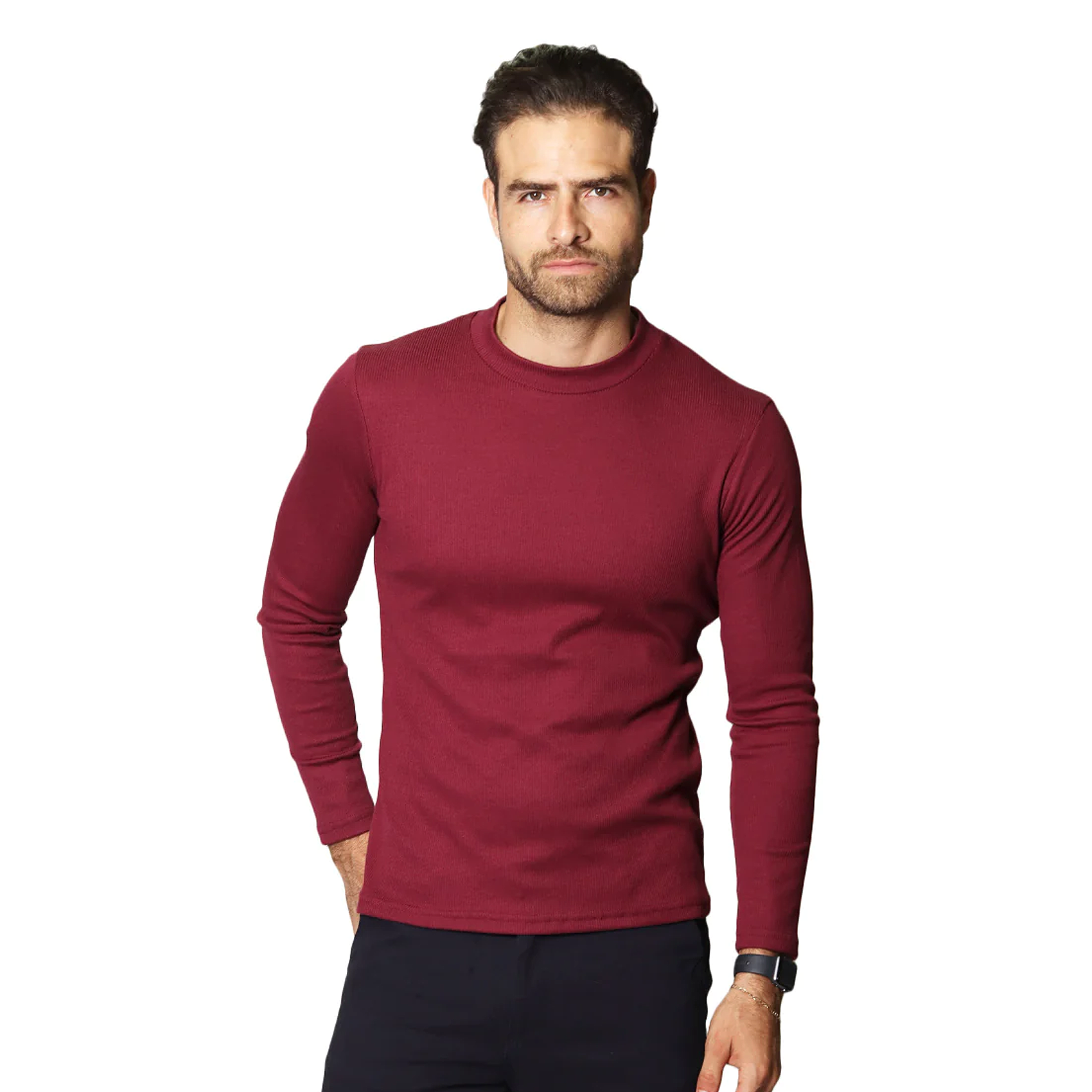 Playera De Hombre Manga Larga Mod.a35303 Marca Bobois®