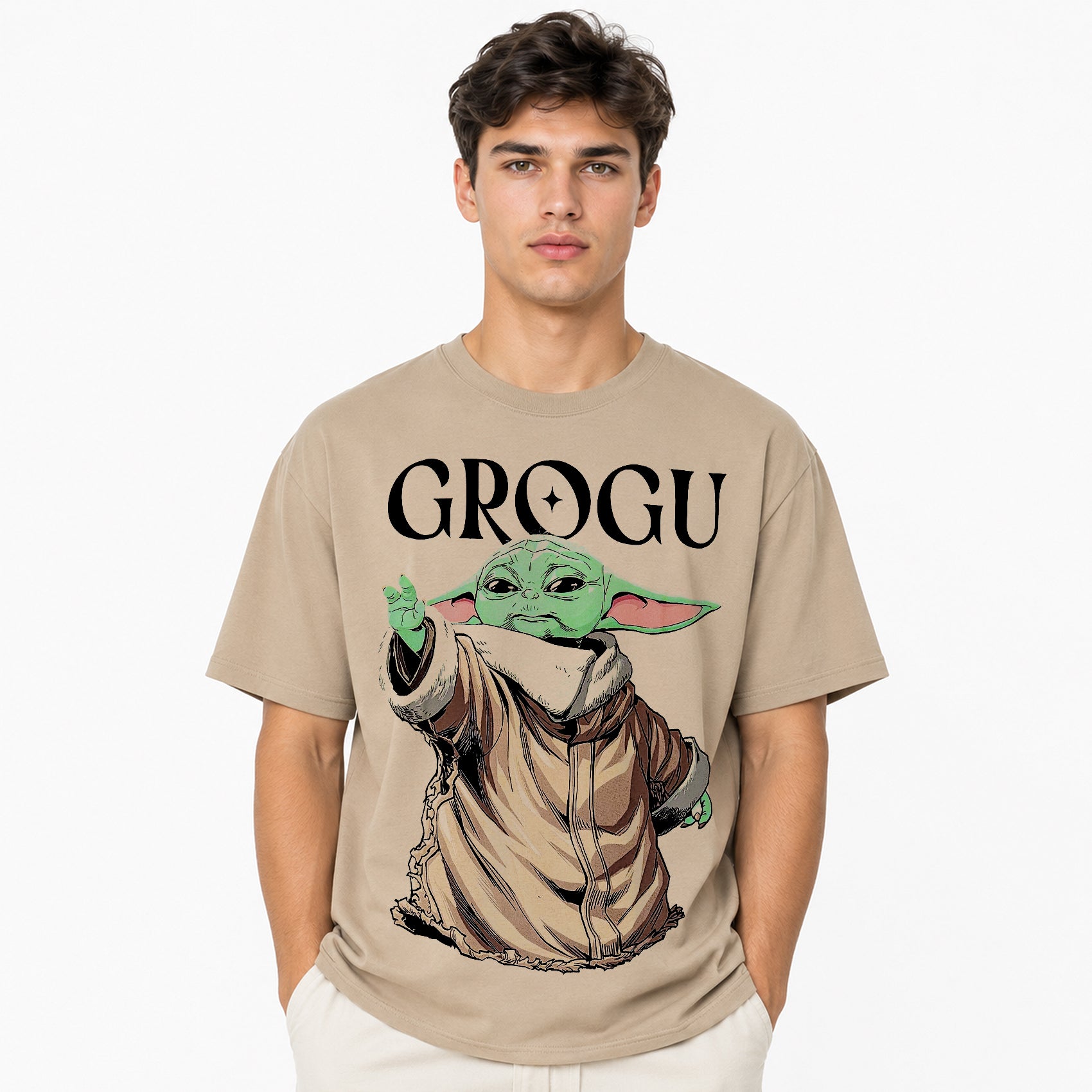 Playera Oversize Fit De Hombre Grogu Mascara De Latex®