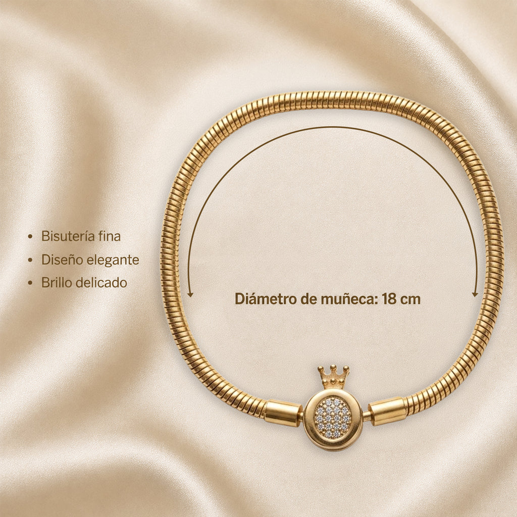 Pulsera Elegante Con Corona Para Mujer Bisutería Fina