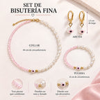 Set Collar, Pulsera Y Aretes Ojo Turco Rosa Bisutería Fina