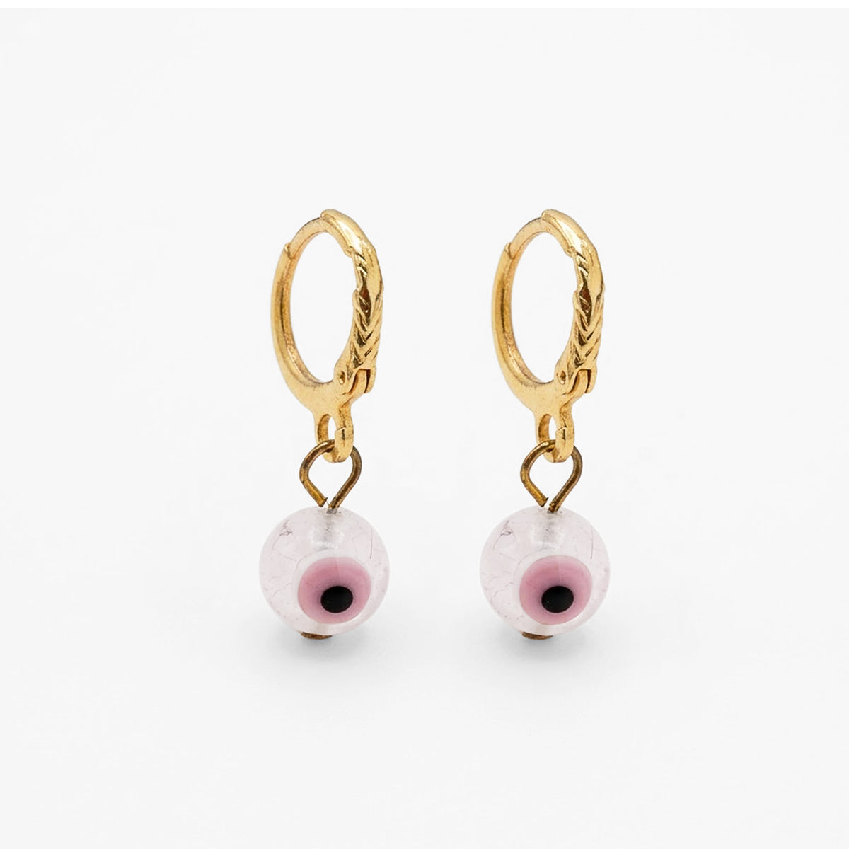 Set Collar, Pulsera Y Aretes Ojo Turco Rosa Bisutería Fina