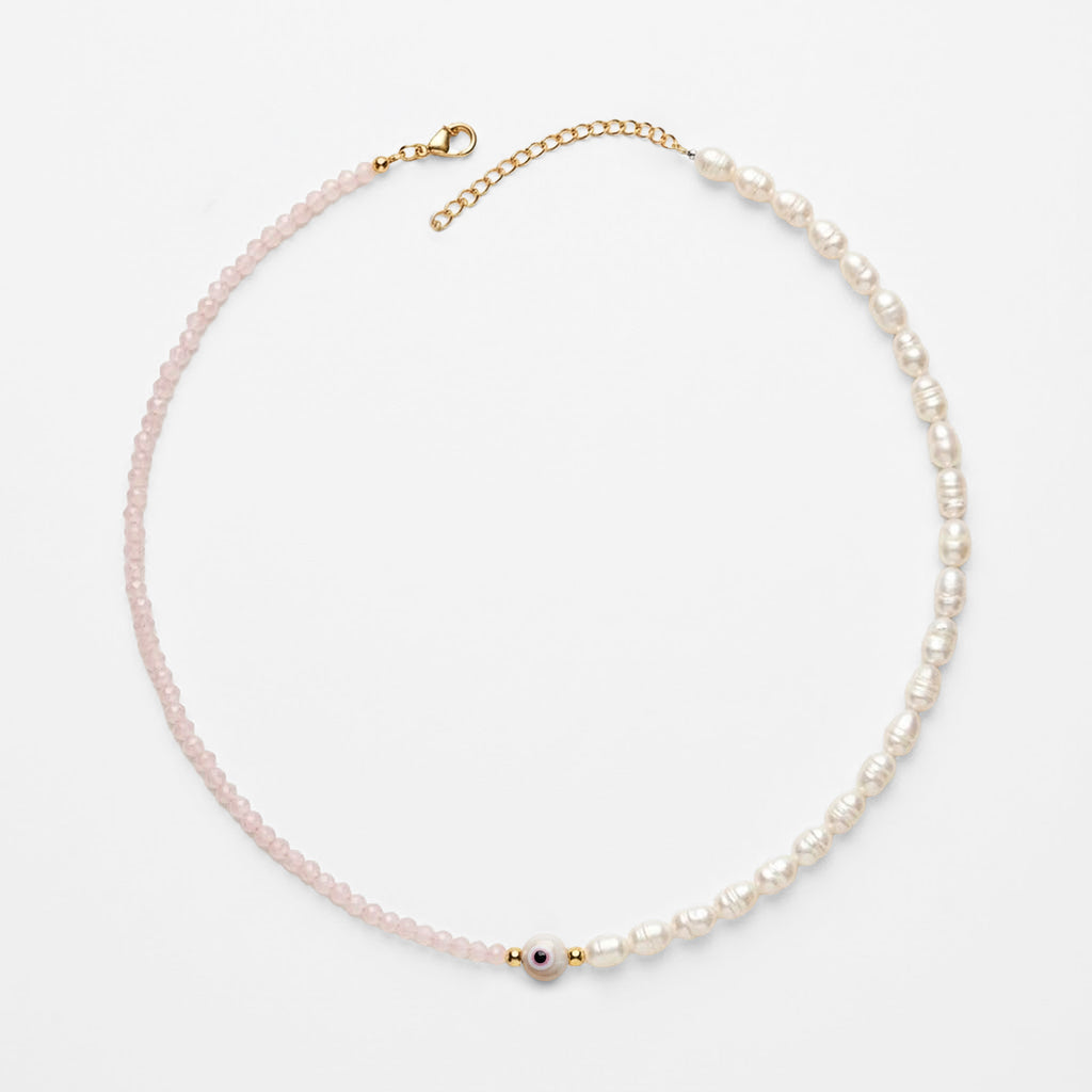 Set Collar, Pulsera Y Aretes Ojo Turco Rosa Bisutería Fina