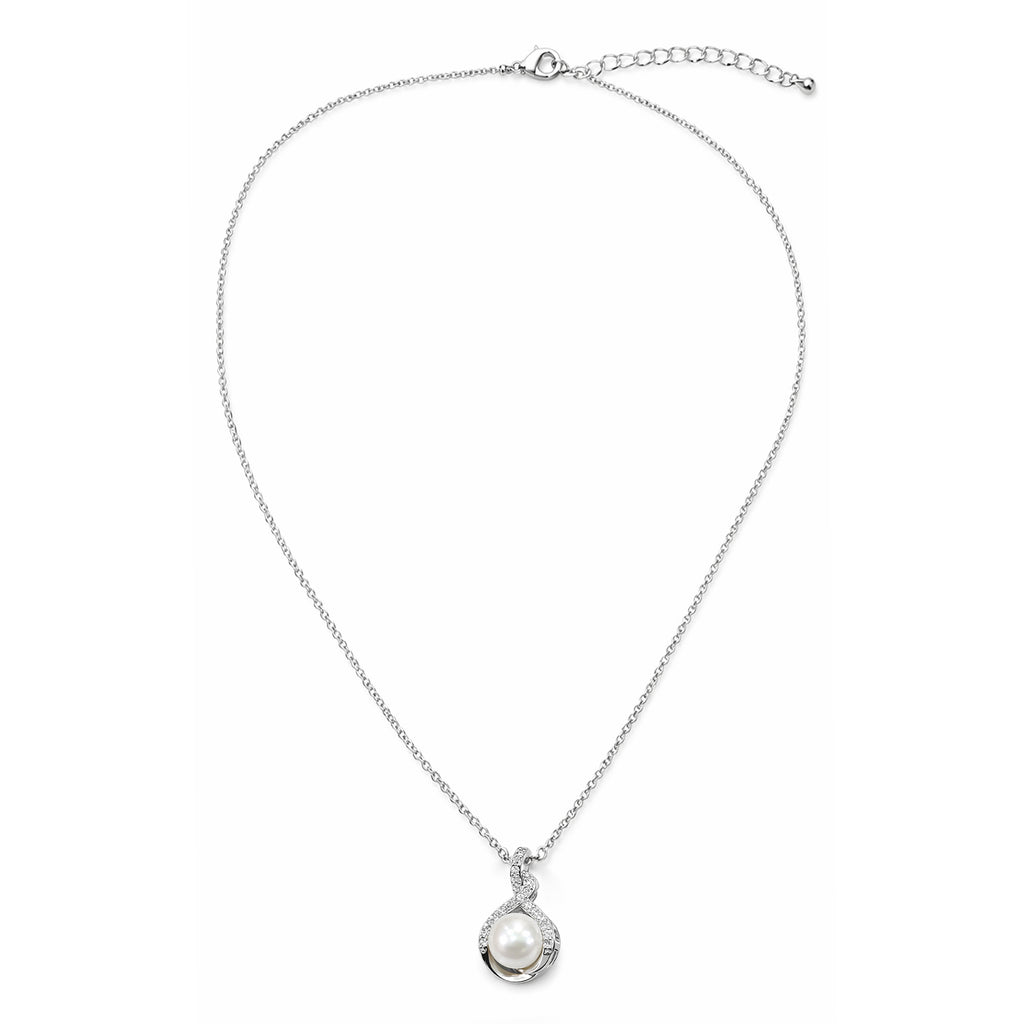 Set Joyería Elegante Collar Y Aretes Entrelazado Con Perla