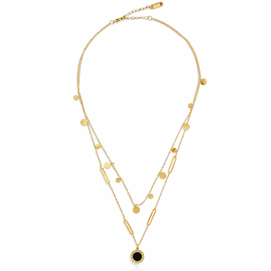 Set Joyería Elegante Collar Y Aretes Layering Con Colgante