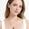 Set Joyería Elegante Collar Y Aretes Layering Con Colgante