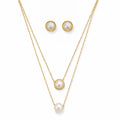 Set Joyería Elegante Para Mujer Collar Y Aretes Perlas