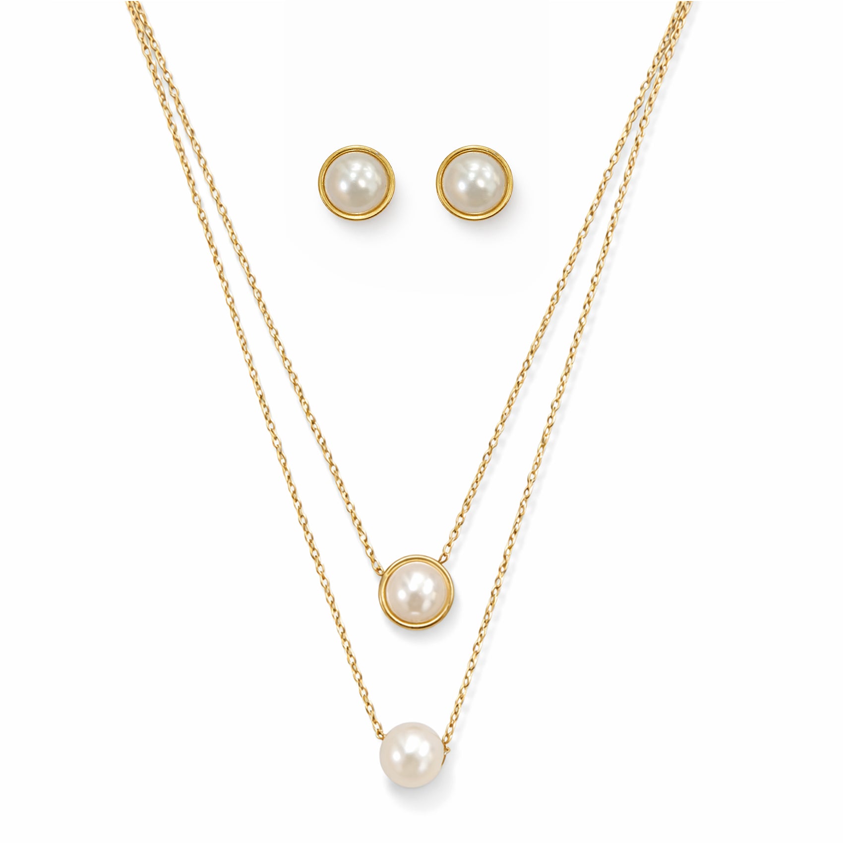 Set Joyería Elegante Para Mujer Collar Y Aretes Perlas
