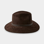 Sombrero Unisex Estilo Fedora De Gamuza Marron Elegante Y Atemporal