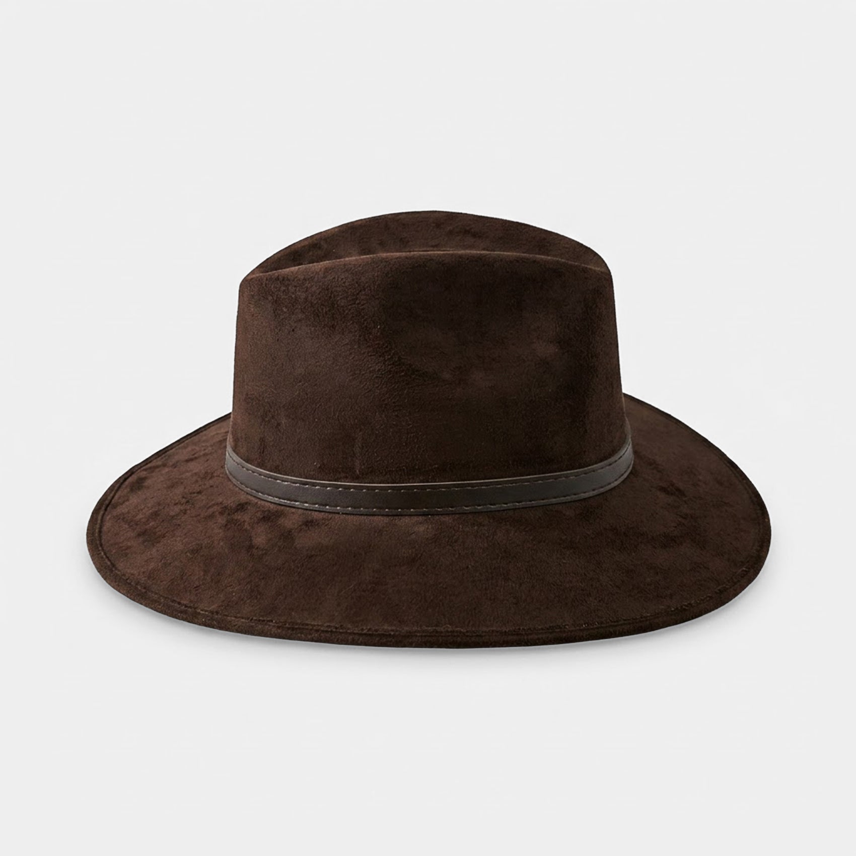 Sombrero Unisex Estilo Fedora De Gamuza Marron Elegante Y Atemporal