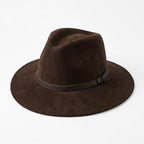 Sombrero Unisex Estilo Fedora De Gamuza Marron Elegante Y Atemporal