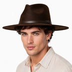 Sombrero Unisex Estilo Fedora De Gamuza Marron Elegante Y Atemporal