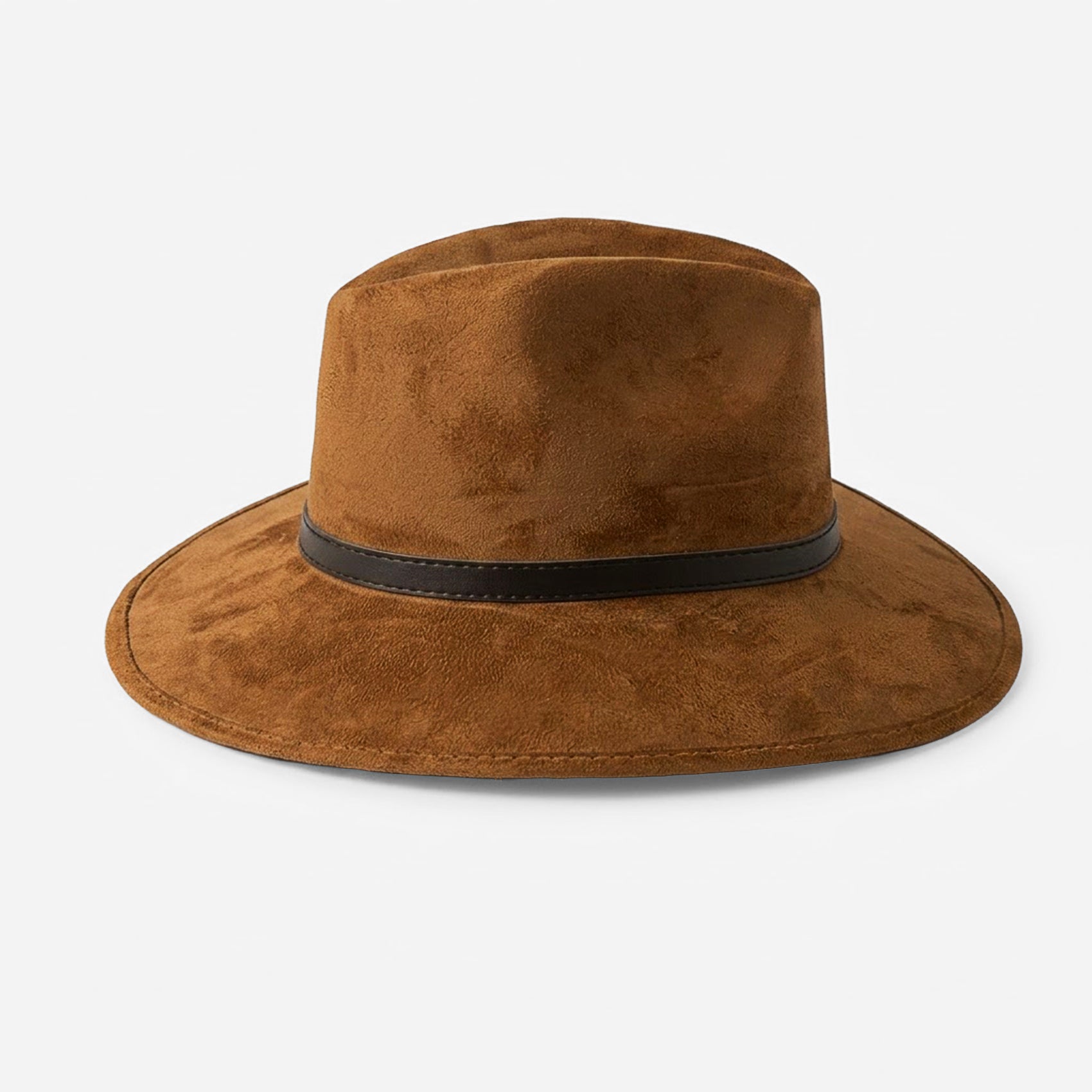 Sombrero Unisex Estilo Fedora De Gamuza Tabaco Elegante Y Atemporal