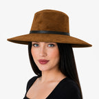 Sombrero Unisex Estilo Fedora De Gamuza Tabaco Elegante Y Atemporal