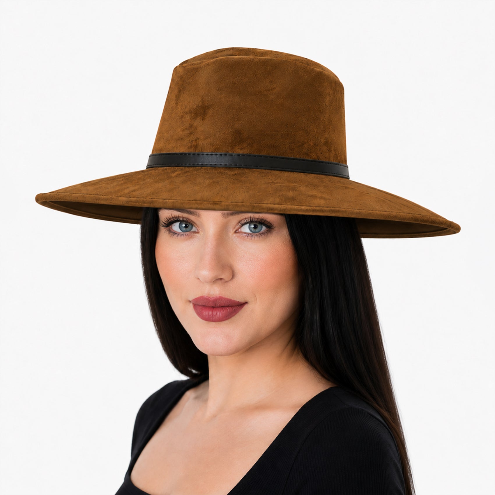 Sombrero Unisex Estilo Fedora De Gamuza Tabaco Elegante Y Atemporal