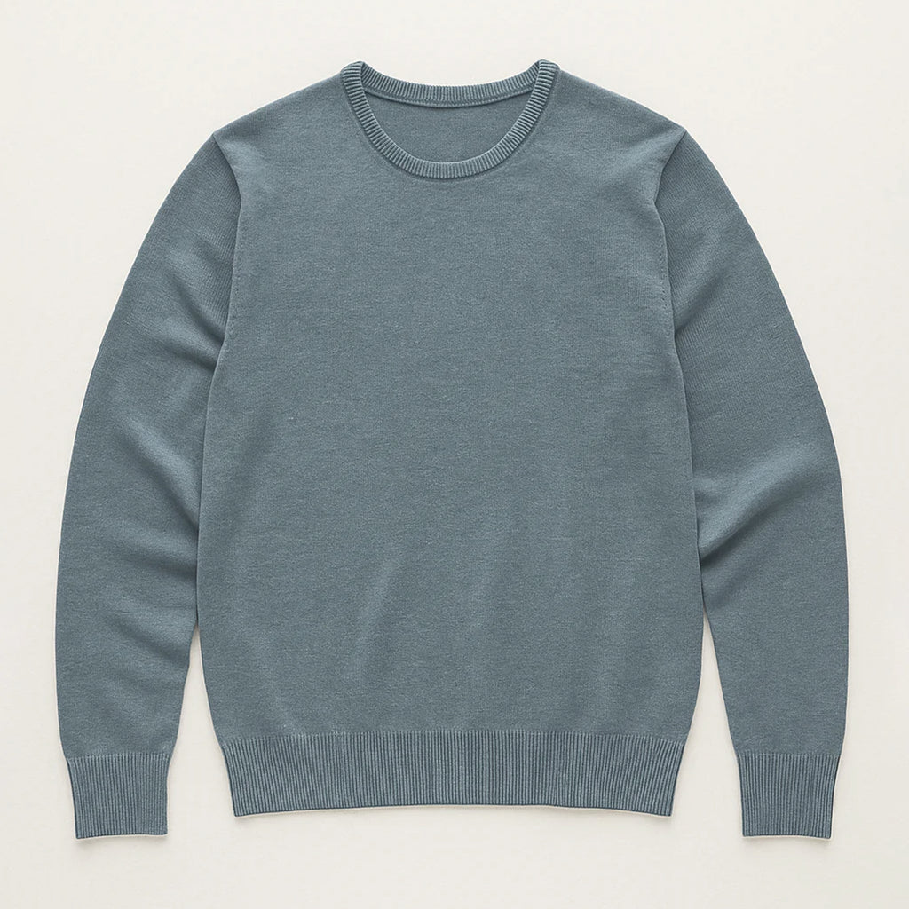 Suéter Para Hombre Básico De Punto Fino Gris E55301 Marca Bobois®