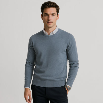 Suéter Para Hombre Básico De Punto Fino Gris E55301 Marca Bobois®