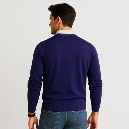 Suéter Para Hombre Básico De Punto Fino Marino E55301 Marca Bobois®