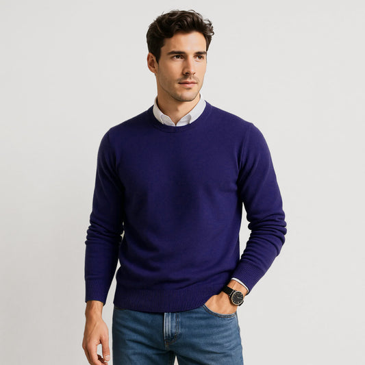 Suéter Para Hombre Básico De Punto Fino Marino E55301 Marca Bobois®