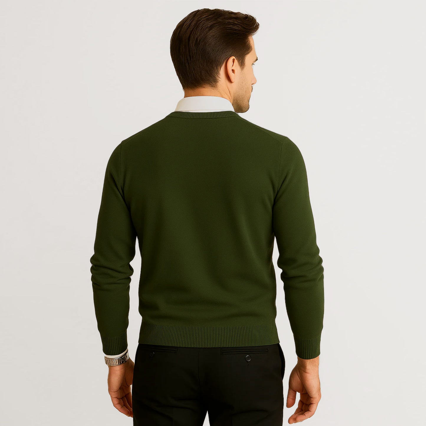 Suéter Para Hombre Básico De Punto Fino Militar E55301 Marca Bobois®