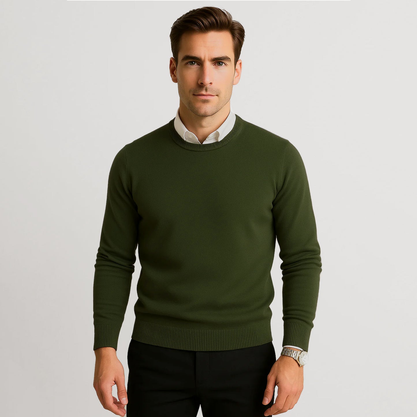 Suéter Para Hombre Básico De Punto Fino Militar E55301 Marca Bobois®