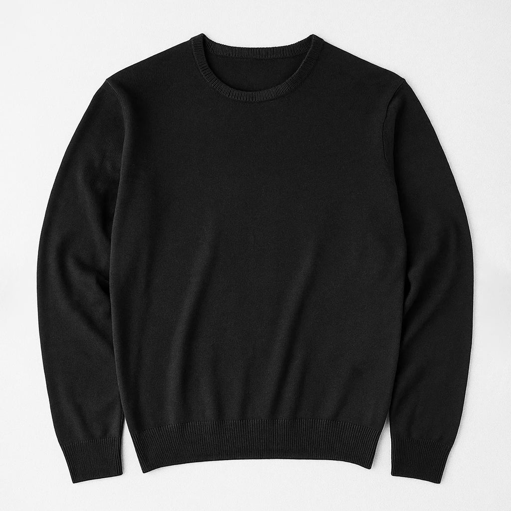 Suéter Para Hombre Básico De Punto Fino Negro E55301 Marca Bobois®