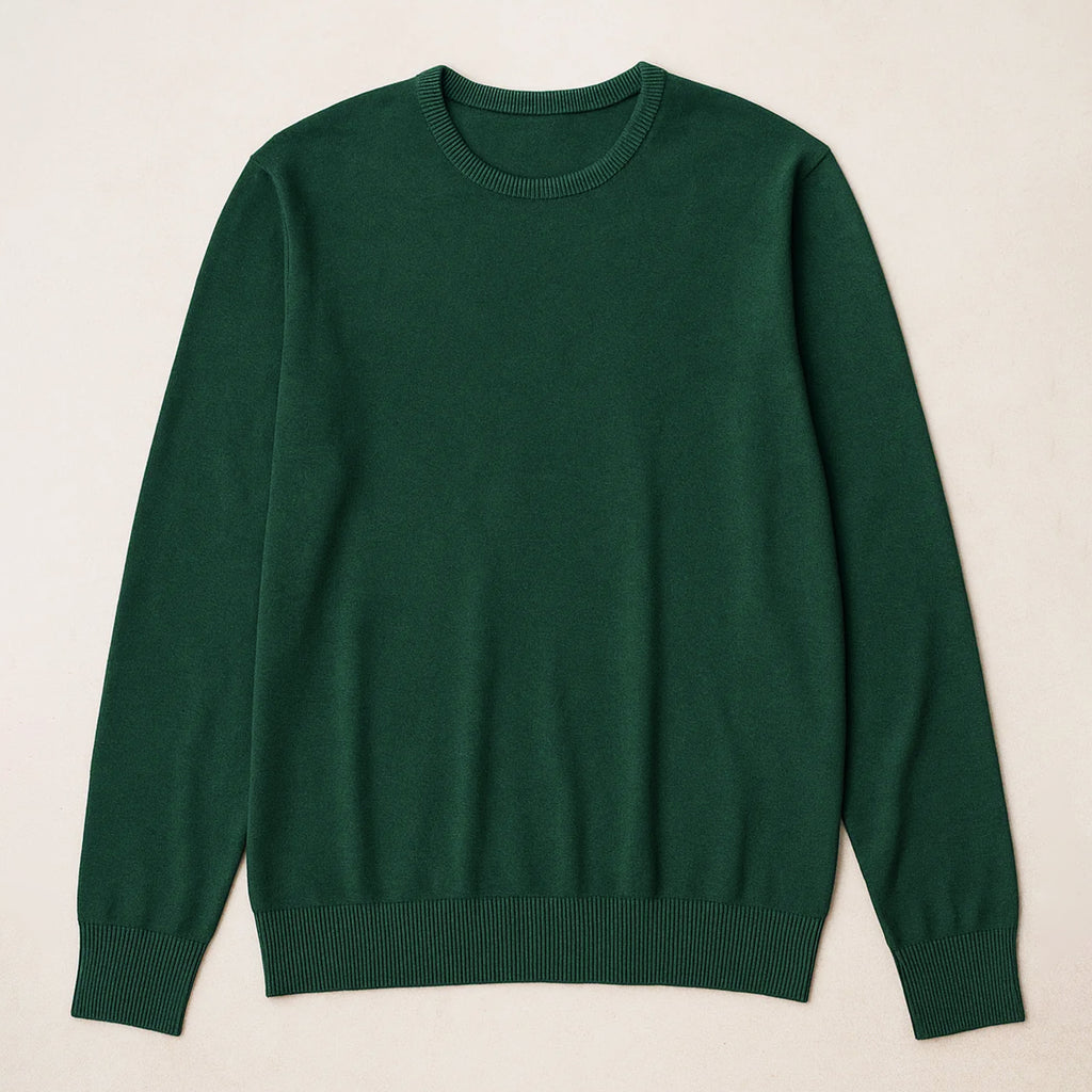 Suéter Para Hombre Básico De Punto Fino Verde E55301 Marca Bobois®