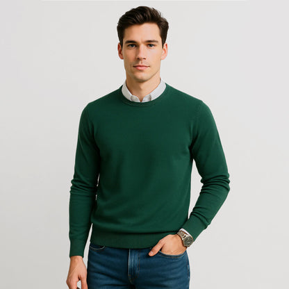 Suéter Para Hombre Básico De Punto Fino Verde E55301 Marca Bobois®