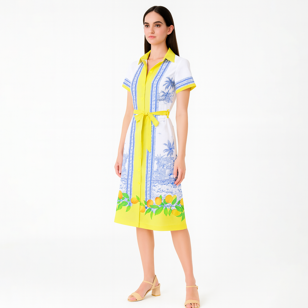 Vestido Ligero Casual Para Mujer Mod.1652 London Fashion® Amarillo Playa
