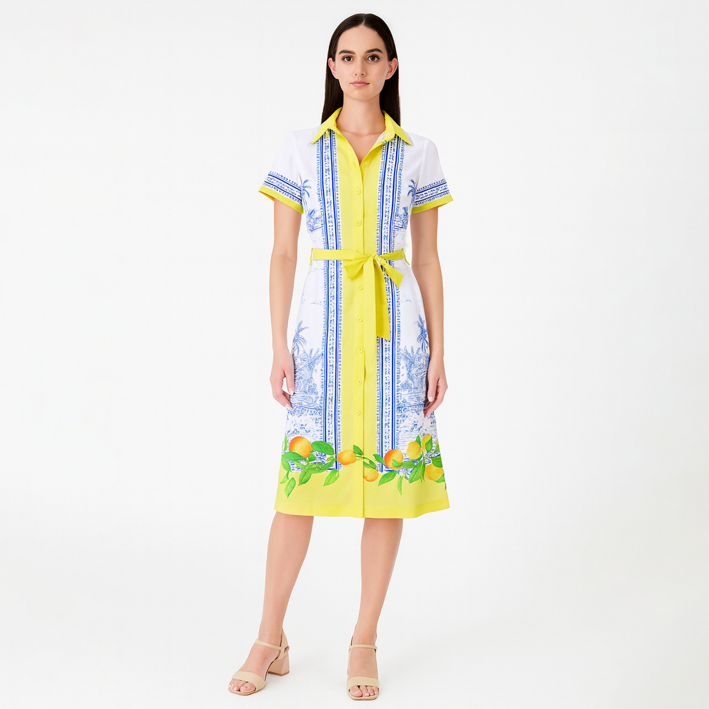 Vestido Ligero Casual Para Mujer Mod.1652 London Fashion® Amarillo Playa