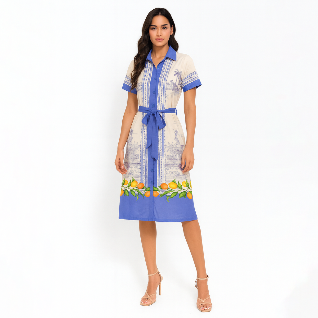 Vestido Ligero Casual Para Mujer Mod.1652 London Fashion® Azul Playa