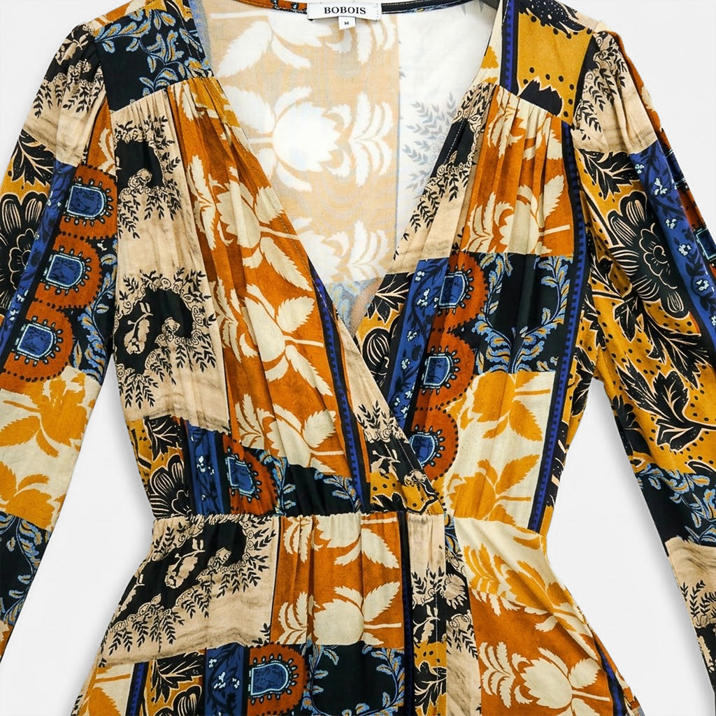 Vestido Largo Estampado Floral Bohemio S53117 Marca Bobois®