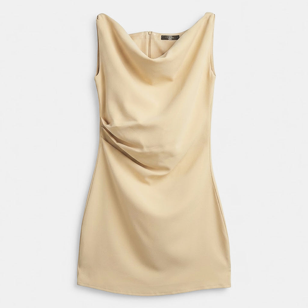 Vestido Cuello Drapeado Y Fruncido Lateral X1133 Julys®
