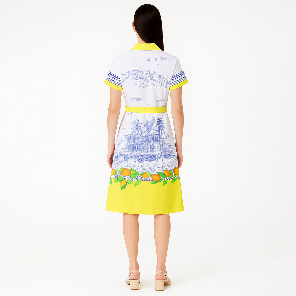 Vestido Ligero Casual Para Mujer Mod.1652 London Fashion® Amarillo Playa