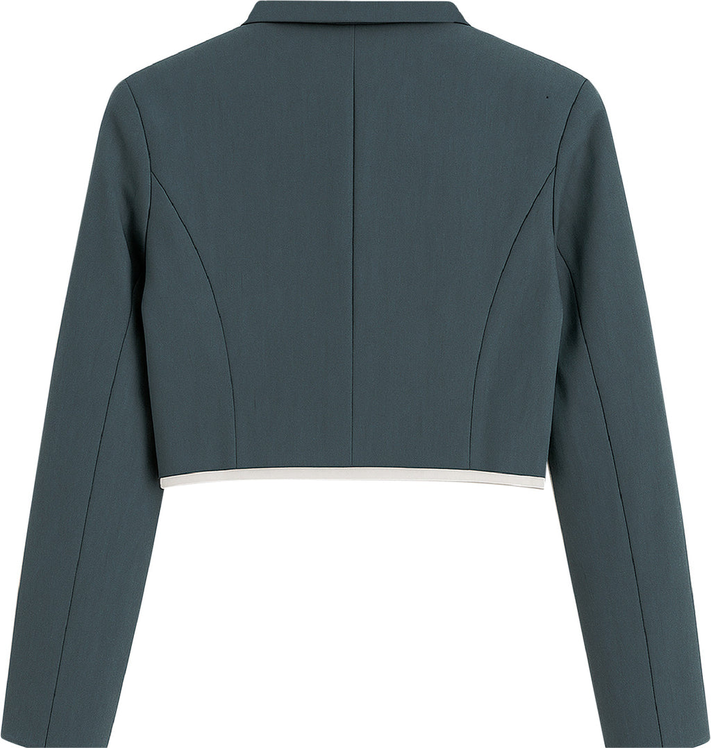 Blazer Casual Corto Para Dama Mod. Bj07377 Marca. Blashe® Gris Oscuro