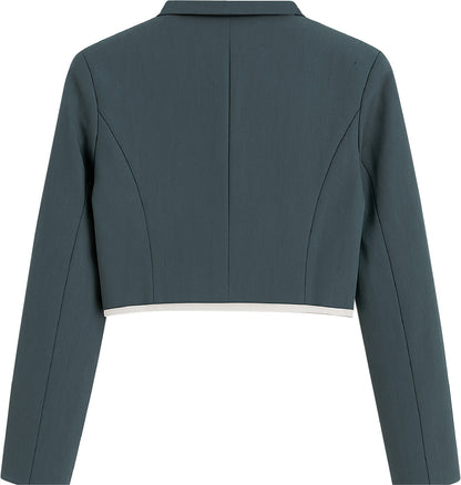 Blazer Casual Corto Para Dama Mod. Bj07377 Marca. Blashe® Gris Oscuro