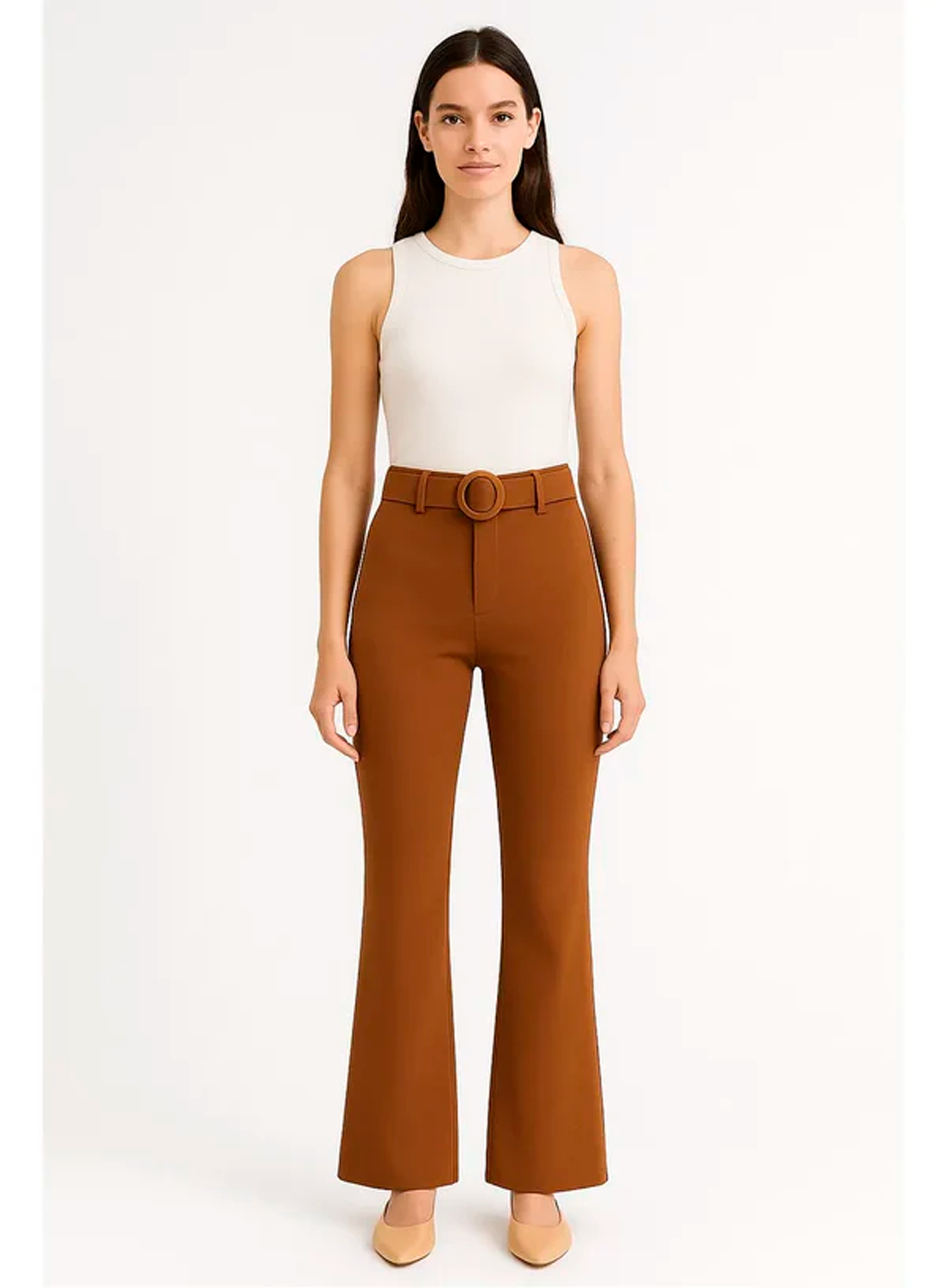 Pantalón De Mujer Casual Con Cinturón Mod.150cml Aldrete®