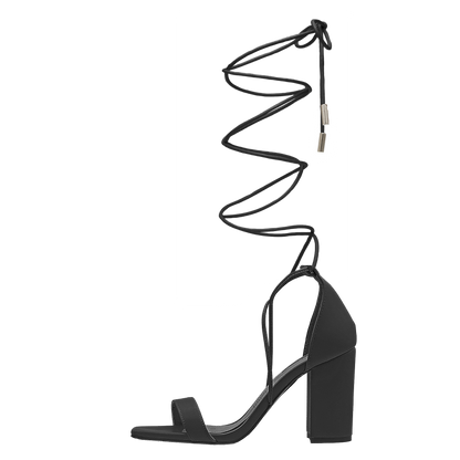 Zapatilla Sandalia Con Tiras 9cm Mod.aldana Negro Marca Efe®